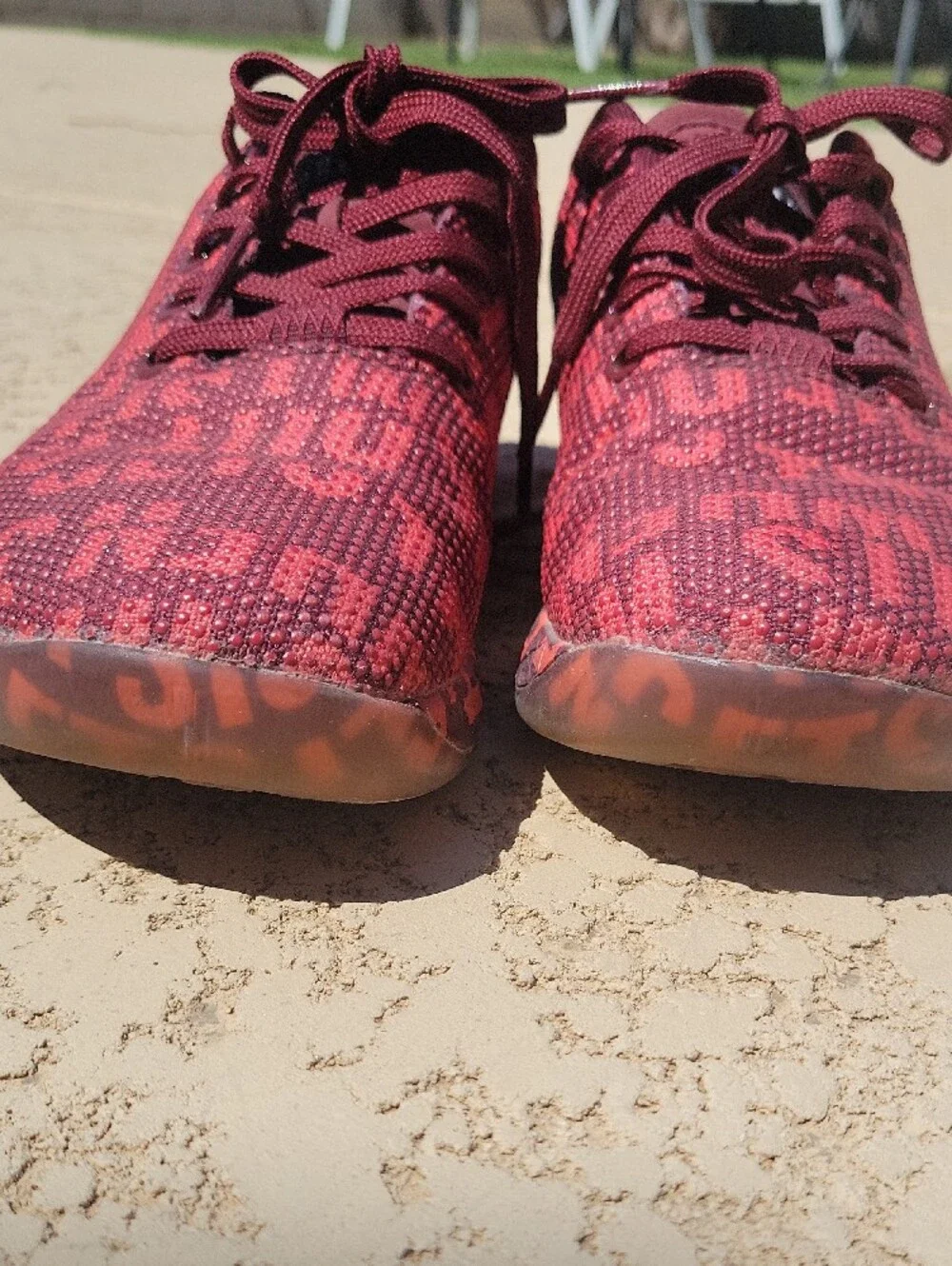 NOBULL Burgundy and Coral Knit Sneakers